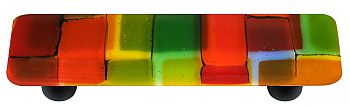 Artist Mosaic Summer Rectangle Glass Cabinet Pull - Black Post