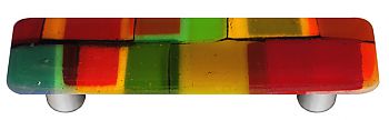Artist Mosaic Autumn Rectangle Glass Cabinet Pull - Aluminum Post