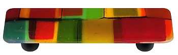 Artist Mosaic Autumn Rectangle Glass Cabinet Pull - Black Post