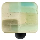Artist Mosaic Winter Square Glass Cabinet Knob - Black Post