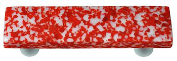 Granite Red & White Rectangle Glass Cabinet Pull - Aluminum Post
