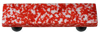 HK8050-PB Granite Red & White Rectangle Glass Cabinet Pull - Black Post