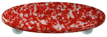 Granite Red & White Oval Glass Cabinet Pull - Aluminum Post