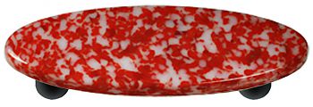 Granite Red & White Oval Glass Cabinet Pull - Black Post - Handmade Artisan Pull for Cabinets and Furniture