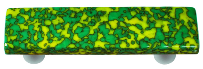 Granite Sunflower Yellow & Jade Green Rectangle Glass Cabinet Pull - Aluminum Post