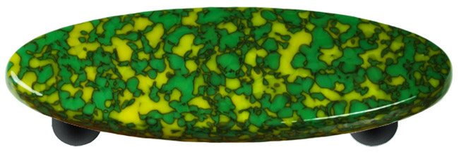 Granite Sunflower Yellow & Jade Green Oval Glass Cabinet Pull - Black Post