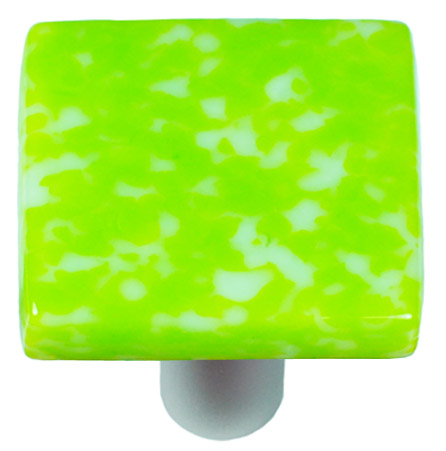 Granite Spring Green & White Square Glass Cabinet Knob - Aluminum Post