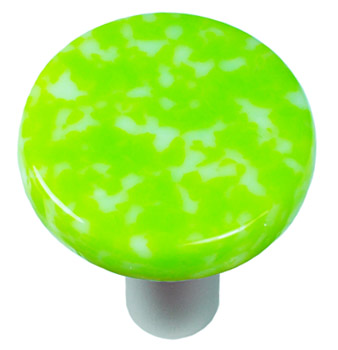 Granite Spring Green & White Round Glass Cabinet Knob - Aluminum Post