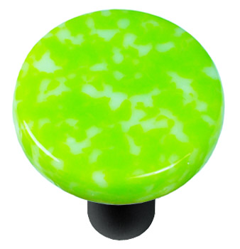 Granite Spring Green & White Round Glass Cabinet Knob - Black Post