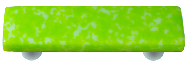 Granite Spring Green & White Rectangle Glass Cabinet Pull - Aluminum Post