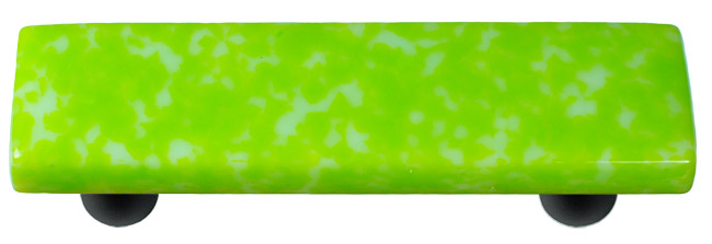 HK8052-PB Granite Spring Green & White Rectangle Glass Cabinet Pull - Black Post