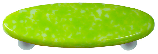 Granite Spring Green & White Oval Glass Cabinet Pull - Aluminum Post