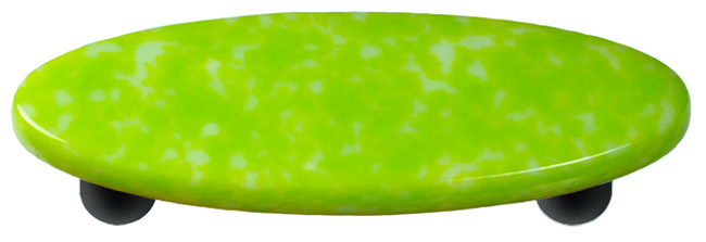 Granite Spring Green & White Oval Glass Cabinet Pull - Black Post