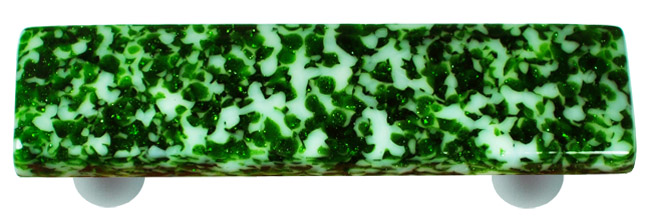 Granite Light Metallic Green & White Rectangle Glass Cabinet Pull - Aluminum Post