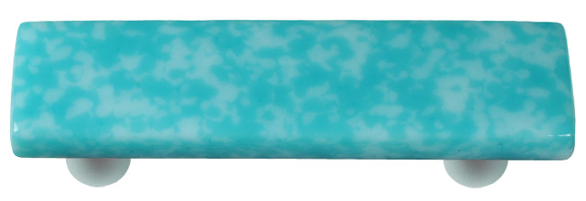 Granite Turquoise Blue & White Rectangle Glass Cabinet Pull - Aluminum Post