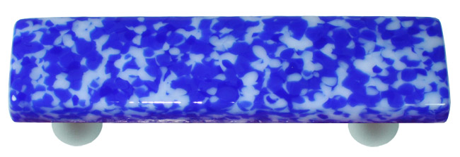 Granite Cobalt Blue & White Rectangle Glass Cabinet Pull - Aluminum Post