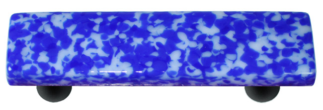 HK8056-PB Granite Cobalt Blue & White Rectangle Glass Cabinet Pull - Black Post