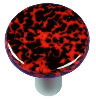 Granite Black & Red Round Glass Cabinet Knob - Aluminum Post