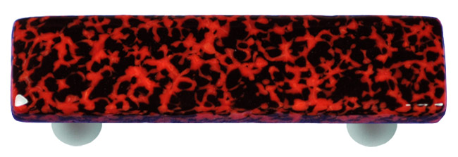 Granite Black & Red Rectangle Glass Cabinet Pull - Aluminum Post