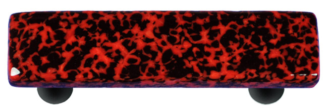 Granite Black & Red Rectangle Glass Cabinet Pull - Black Post