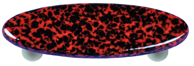 Granite Black & Red Oval Glass Cabinet Pull - Aluminum Post