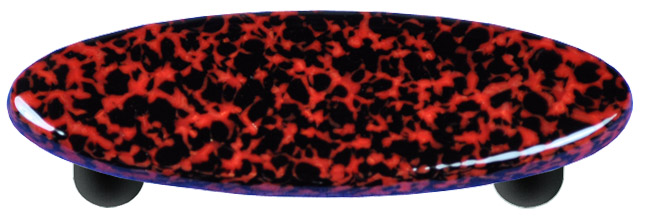 Granite Black & Red Oval Glass Cabinet Pull - Black Post