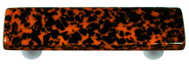Granite Black & Orange Rectangle Glass Cabinet Pull - Aluminum Post