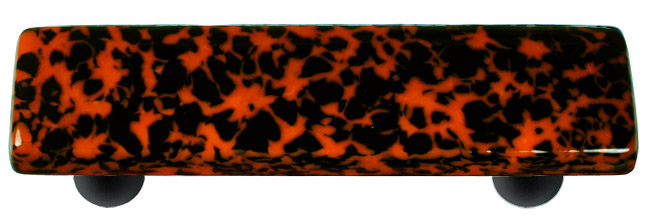 Granite Black & Orange Rectangle Glass Cabinet Pull - Black Post