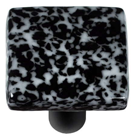 Picture of Hot Knobs HK8059-KB Granite Black & White Square Glass Cabinet Knob - Black Post