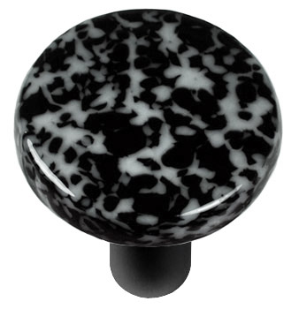 Picture of Hot Knobs HK8059-KRB Granite Black & White Round Glass Cabinet Knob - Black Post