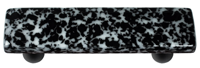 Granite Black & White Rectangle Glass Cabinet Pull - Black Post