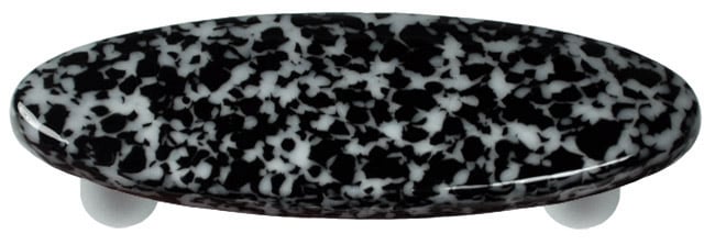 Granite Black & White Oval Glass Cabinet Pull - Aluminum Post