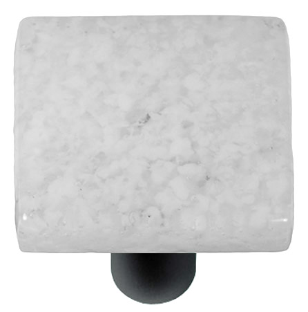 Picture of Hot Knobs HK8060-KB Granite Clear & White Square Glass Cabinet Knob - Black Post