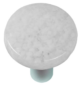 Picture of Hot Knobs HK8060-KRA Granite Clear & White Round Glass Cabinet Knob - Aluminum Post