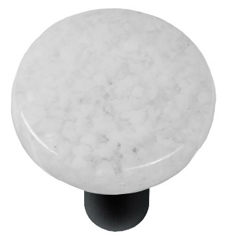 Picture of Hot Knobs HK8060-KRB Granite Clear & White Round Glass Cabinet Knob - Black Post