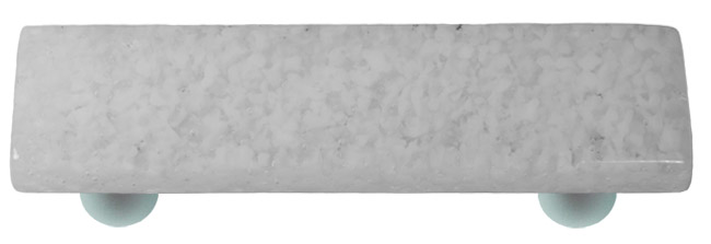 Granite Clear & White Rectangle Glass Cabinet Pull - Aluminum Post