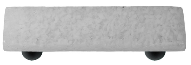 Granite Clear & White Rectangle Glass Cabinet Pull - Black Post