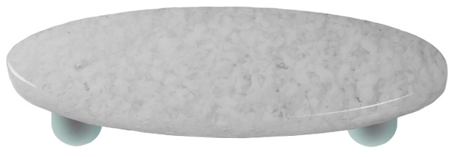 HK8060-POA Granite Clear & White Oval Glass Cabinet Pull - Aluminum Post