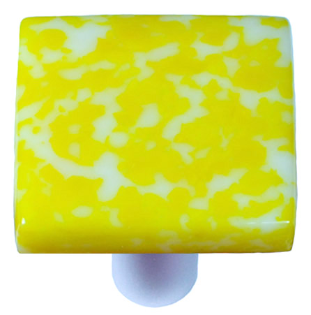 Picture of Hot Knobs HK8061-KA Granite Sunflower Yellow & White Square Glass Cabinet Knob - Aluminum Post