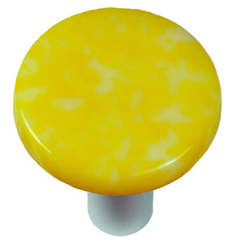 Picture of Hot Knobs HK8061-KRA Granite Sunflower Yellow & White Round Glass Cabinet Knob - Aluminum Post
