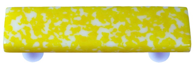 Granite Sunflower Yellow & White Rectangle Glass Cabinet Pull - Aluminum Post