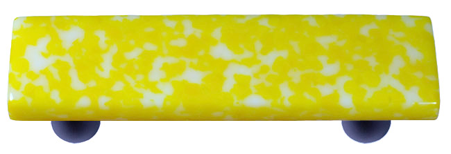 GraniteSunflower Yellow & White Rectangle Glass Cabinet Pull - Black Post