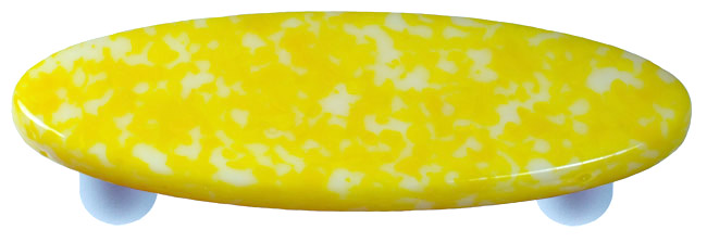 Granite Sunflower Yellow & White Oval Glass Cabinet Pull - Aluminum Post