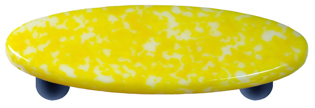 Granite Sunflower Yellow & White Oval Glass Cabinet Pull - Black Post