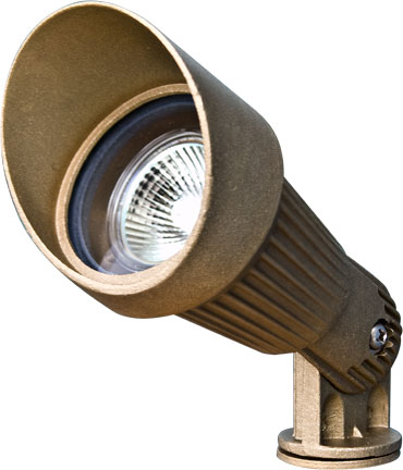 Solid Brass Directional Spotlight with Hood - Brass