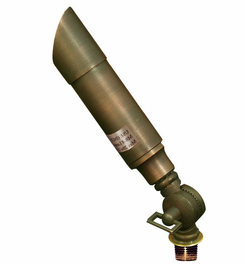 Solid Brass Directional Spotlight with Hood- Antique Brass - 12V