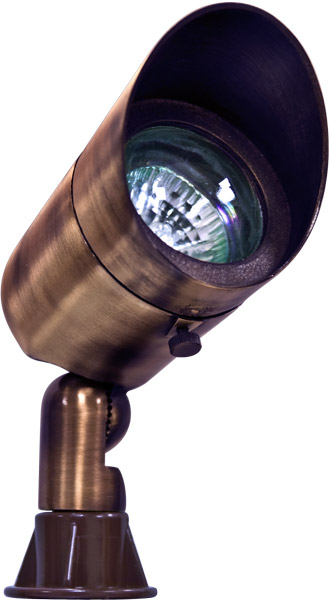 Solid Brass Directional Spot Light with Hood - Antique Bronze