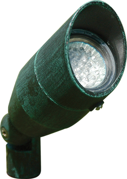 Cast Aluminum Directional Spot Light with Hood, Patina Green