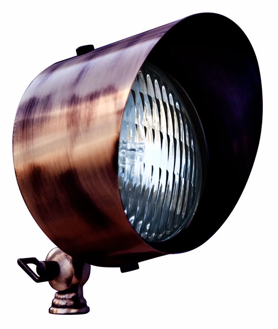 Solid Brass Directional Flood Light with Hood, Antique Bronze