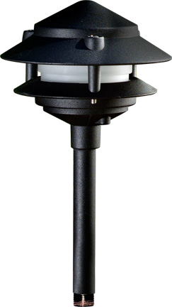 Cast Aluminum Two Tier Pagoda Light, Black
